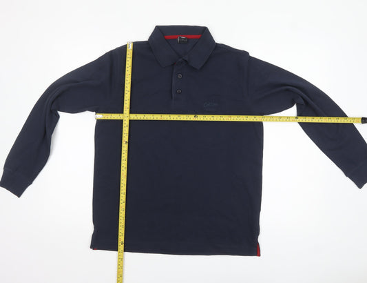 Cotton Traders Men's Blue Long Sleeve Polo Shirt Size S 100% Cotton