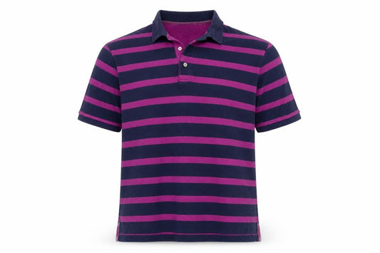 Tyrwhitt Men's Blue & Purple Striped Polo Shirt XL Cotton