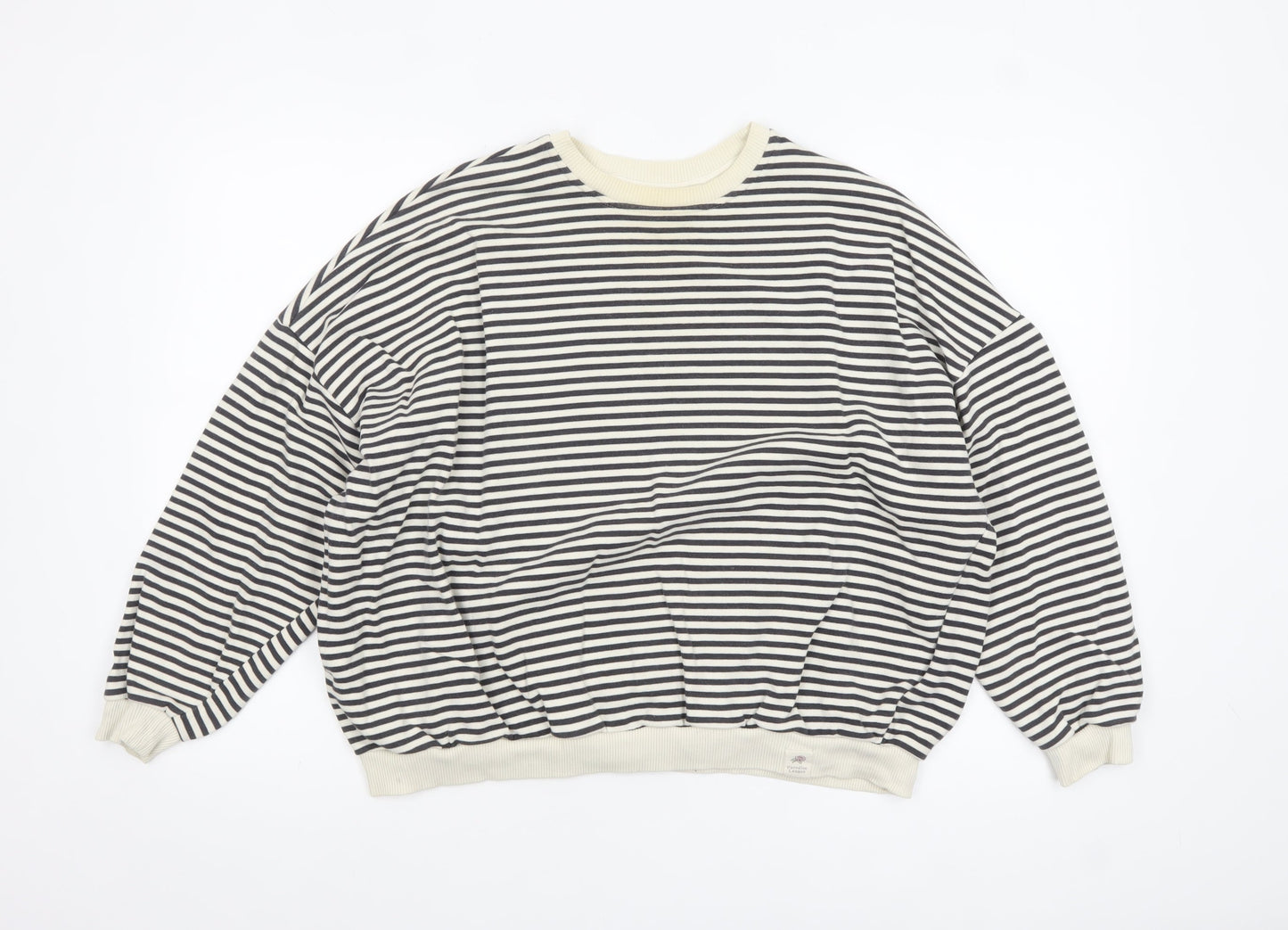 Pull&Bear Women’s Black & White Striped Crew Neck Sweatshirt XS