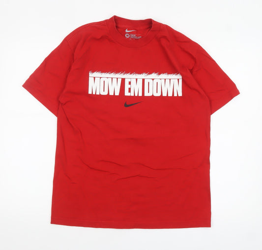 Nike Men's Red Loose Fit Graphic T-Shirt M Crew Neck Cotton