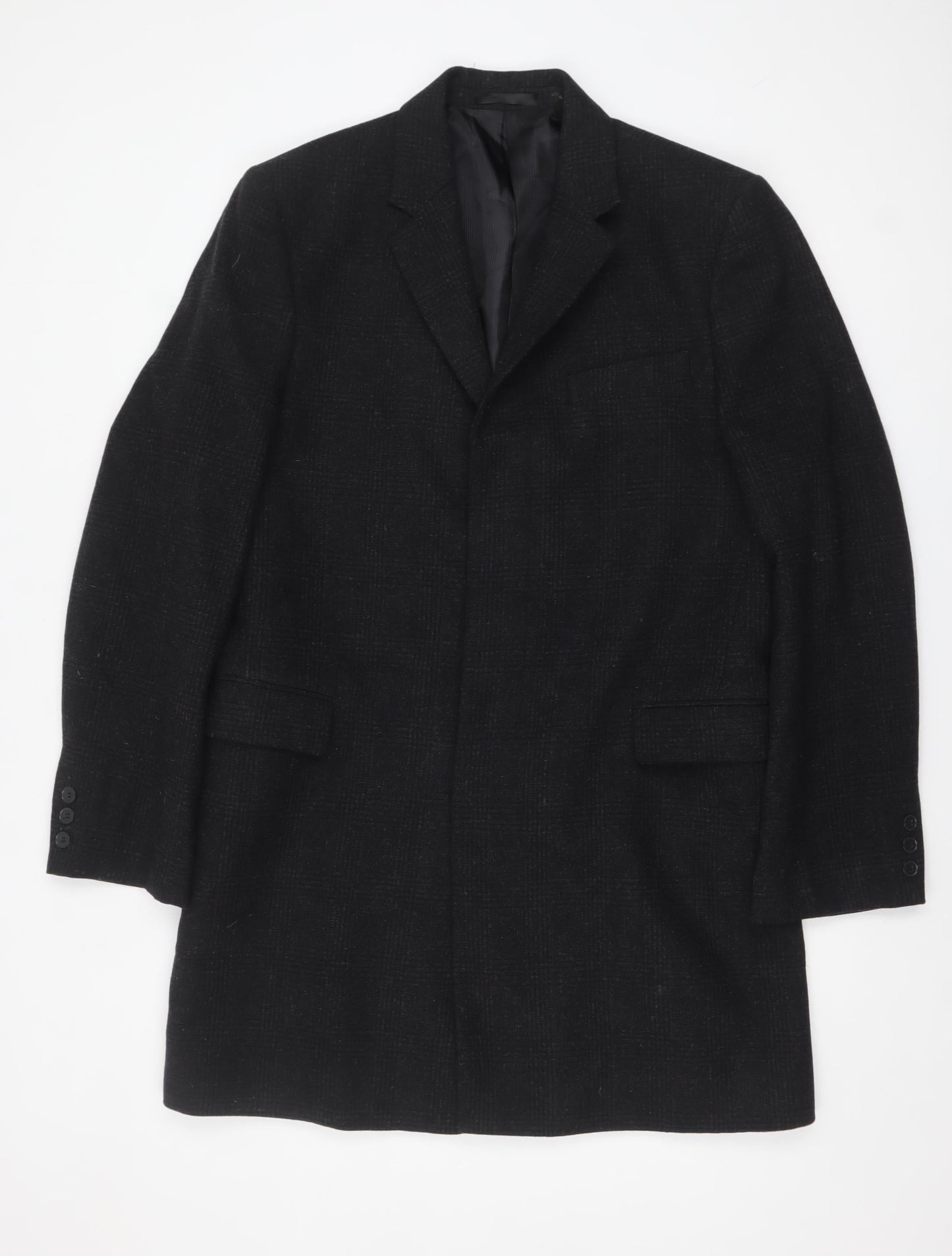 Blaze Men’s Black Wool Blend Mid-Length Classic Overcoat 40R