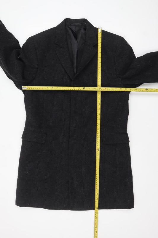 Blaze Men’s Black Wool Blend Mid-Length Classic Overcoat 40R