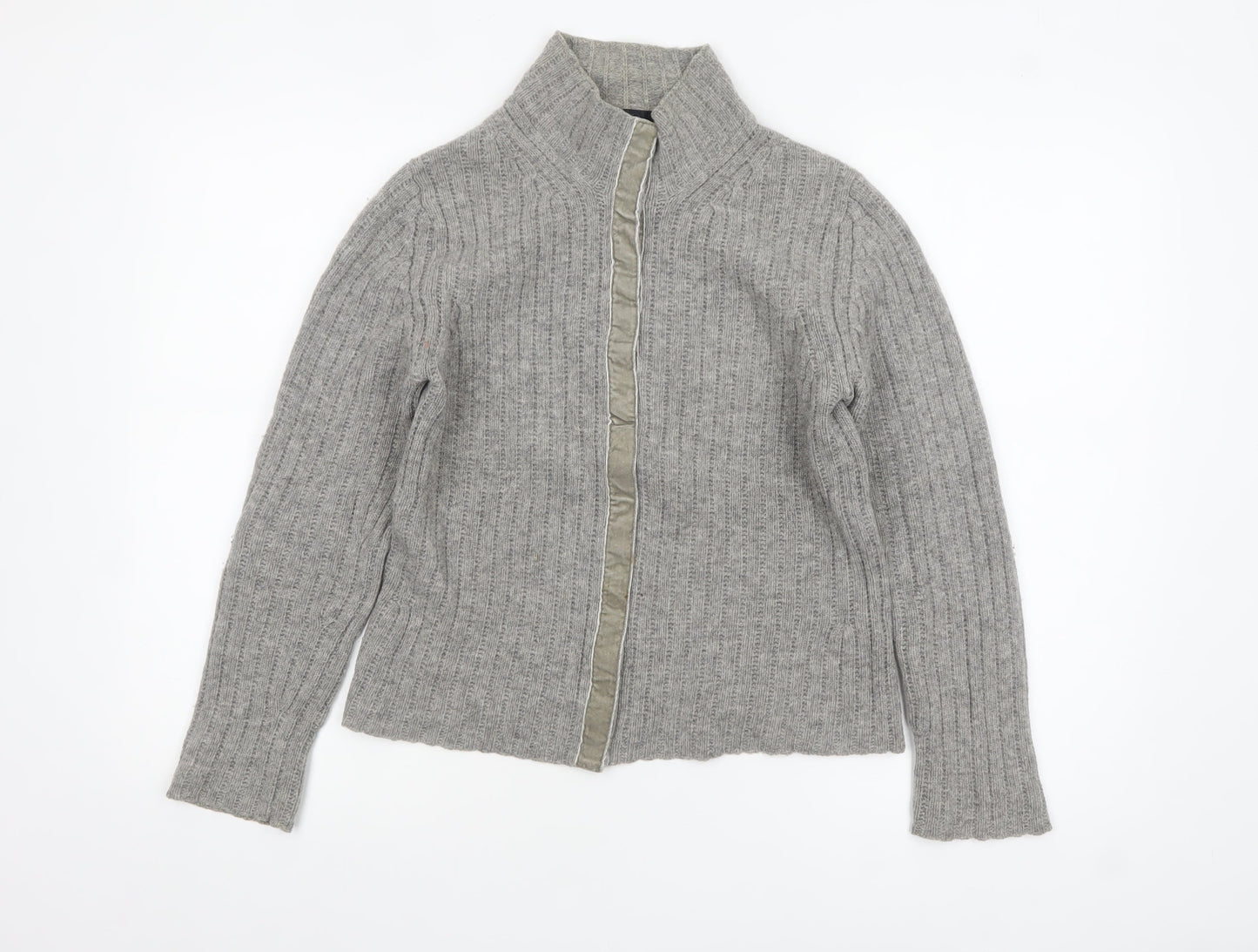Boden Women Grey Full Zip Lambswool Knit Jumper S