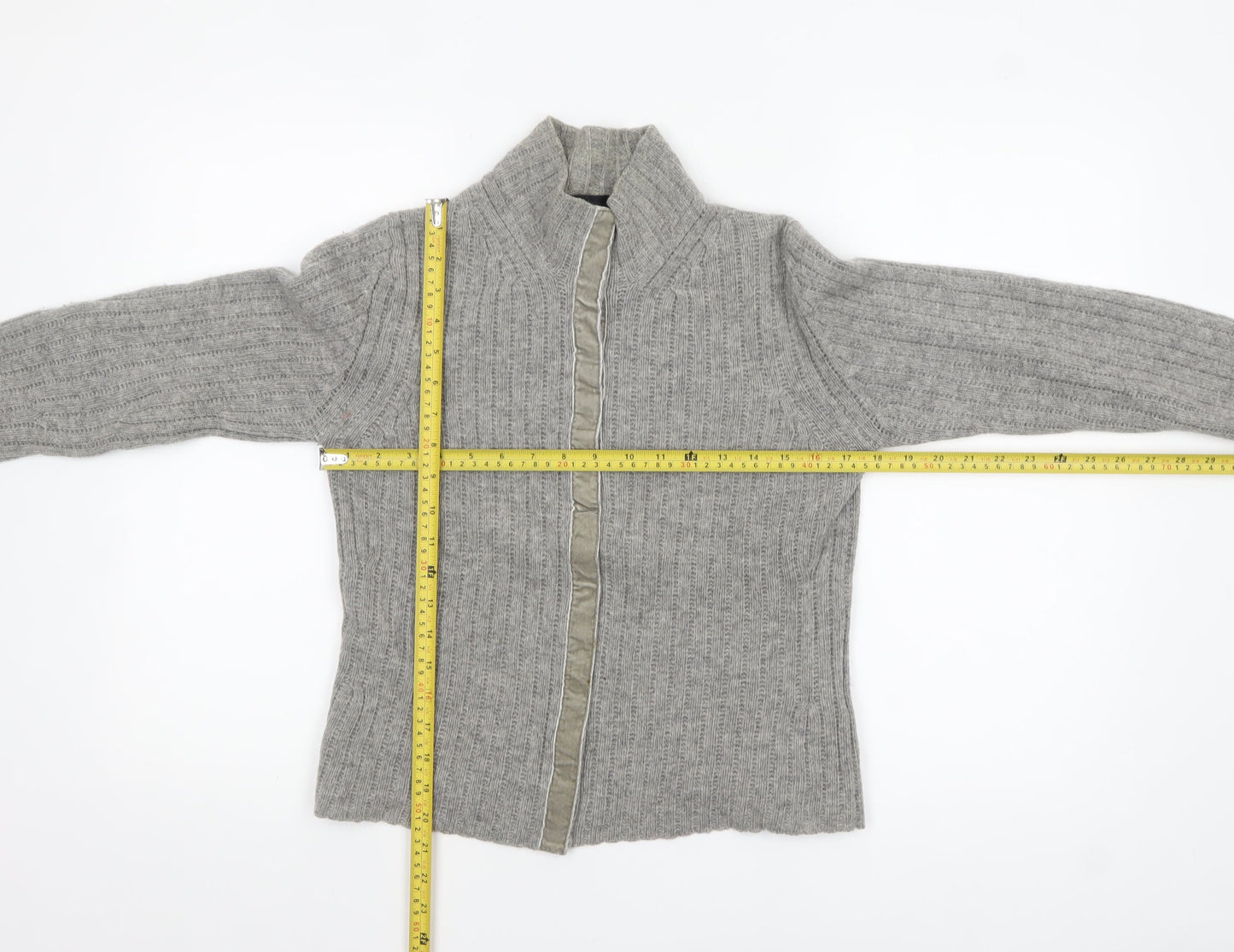 Boden Women Grey Full Zip Lambswool Knit Jumper S