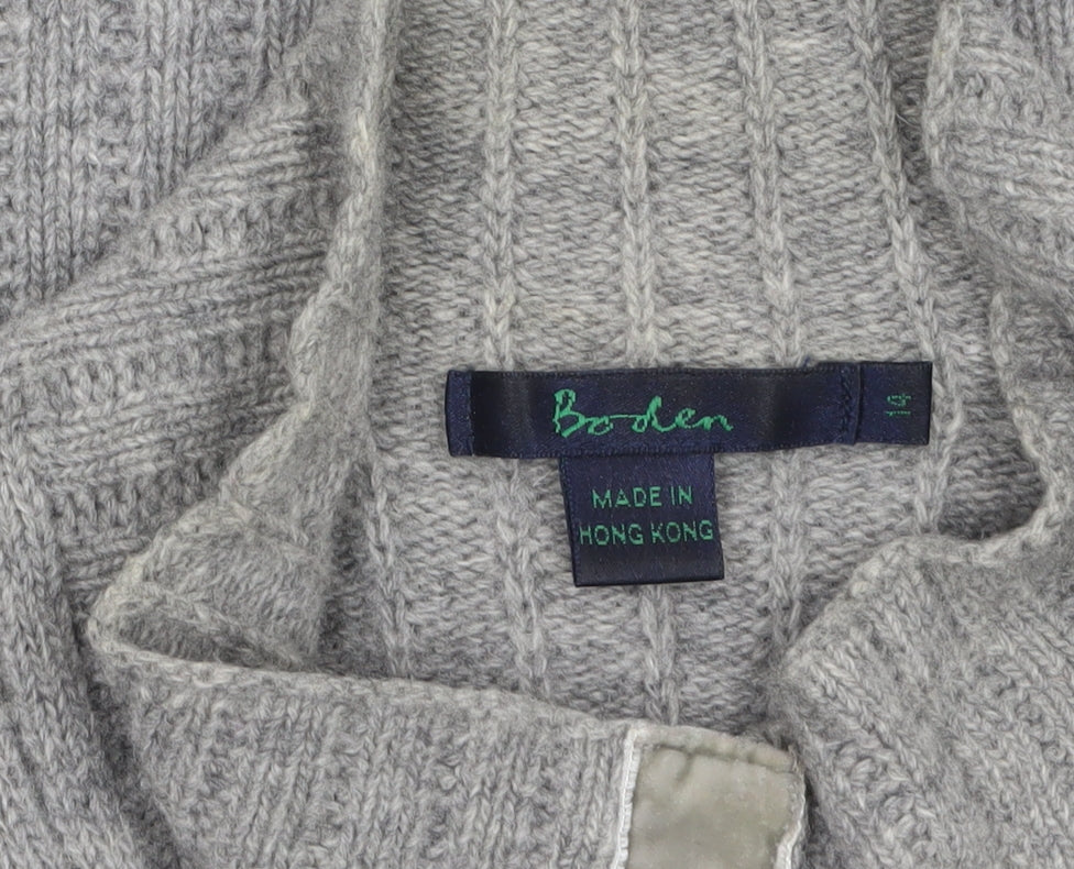 Boden Women Grey Full Zip Lambswool Knit Jumper S