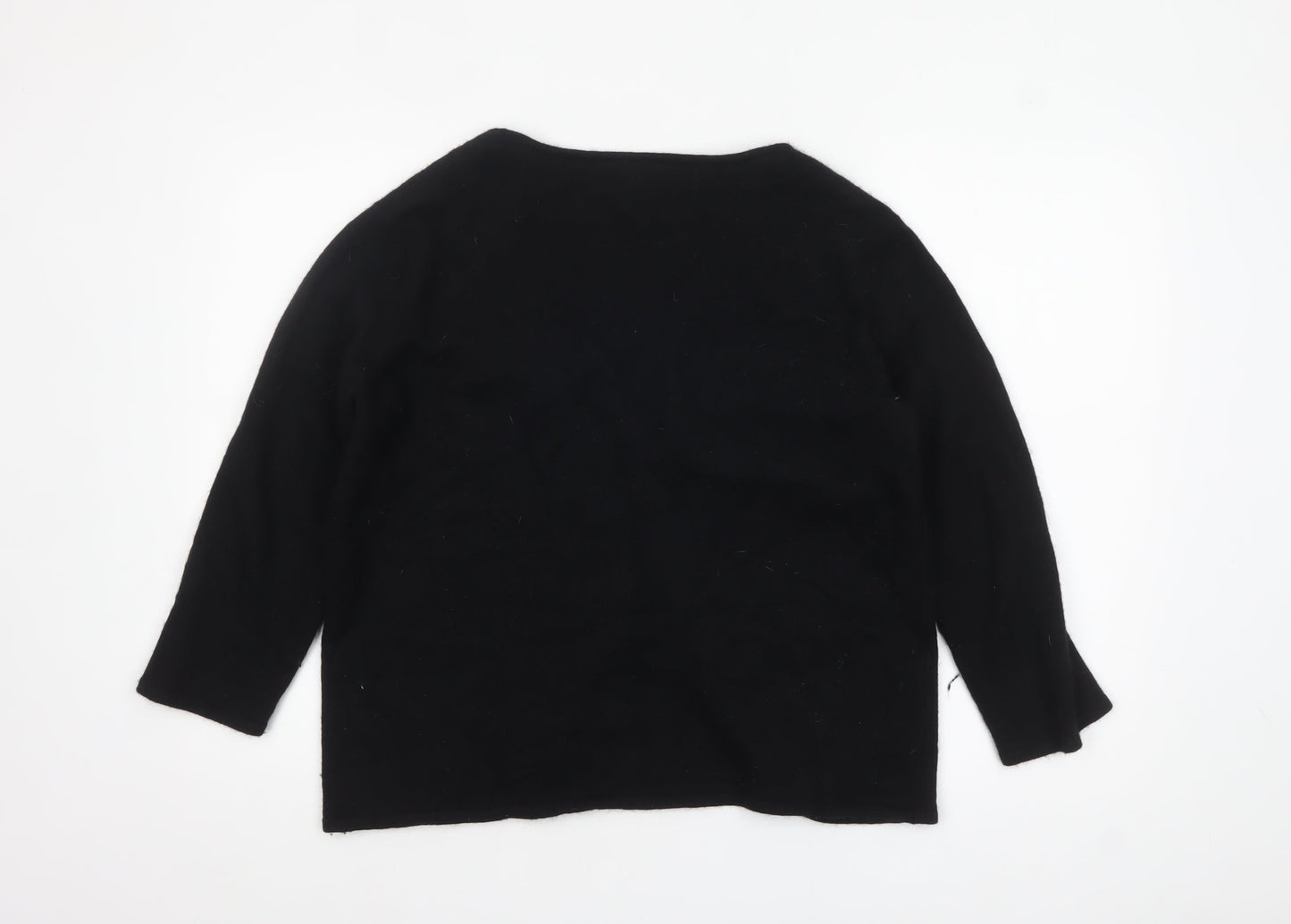 Sixteen TwentySix Women's Black Wool Angora Cardigan Size S Jewel Accent