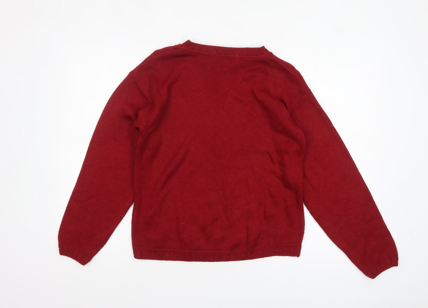 Berkertex Women's Dark Red Cable-Knit Acrylic Jumper Size 10-12