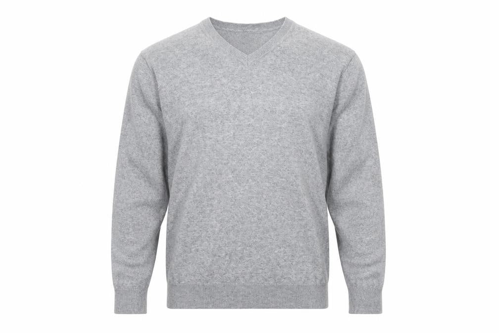 Next Men’s Grey V-Neck Cotton Jumper M Classic Knit Pullover