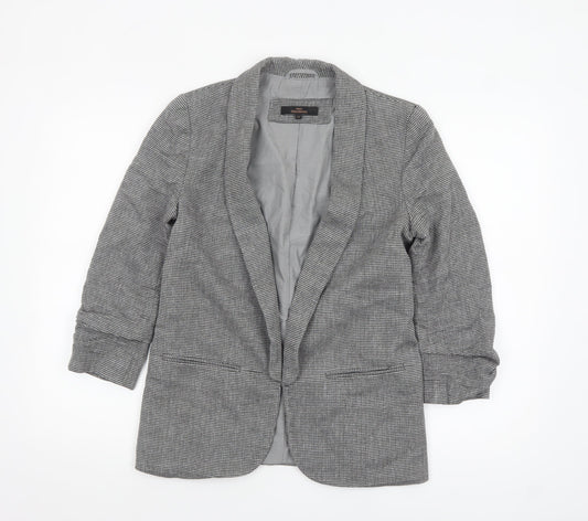 Next Women Grey Checked Blazer Jacket UK 10 Regular Fit