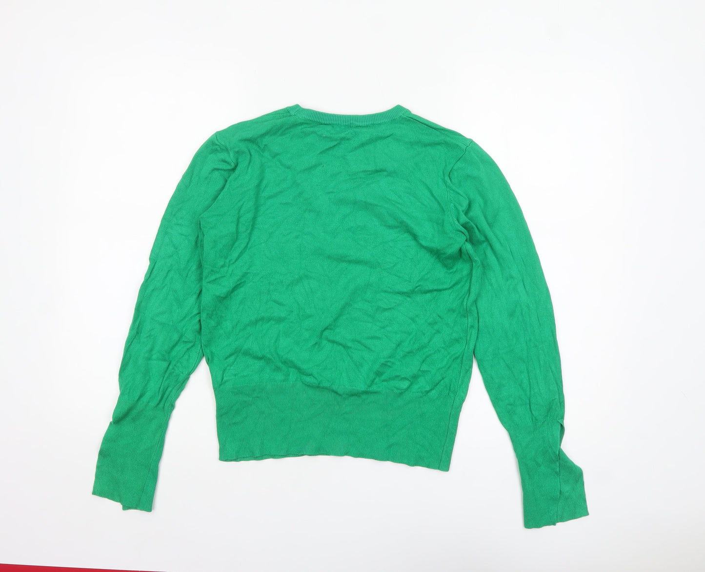 Sosandar Women's Green Crew Neck Long Sleeve Pullover Jumper Size 12