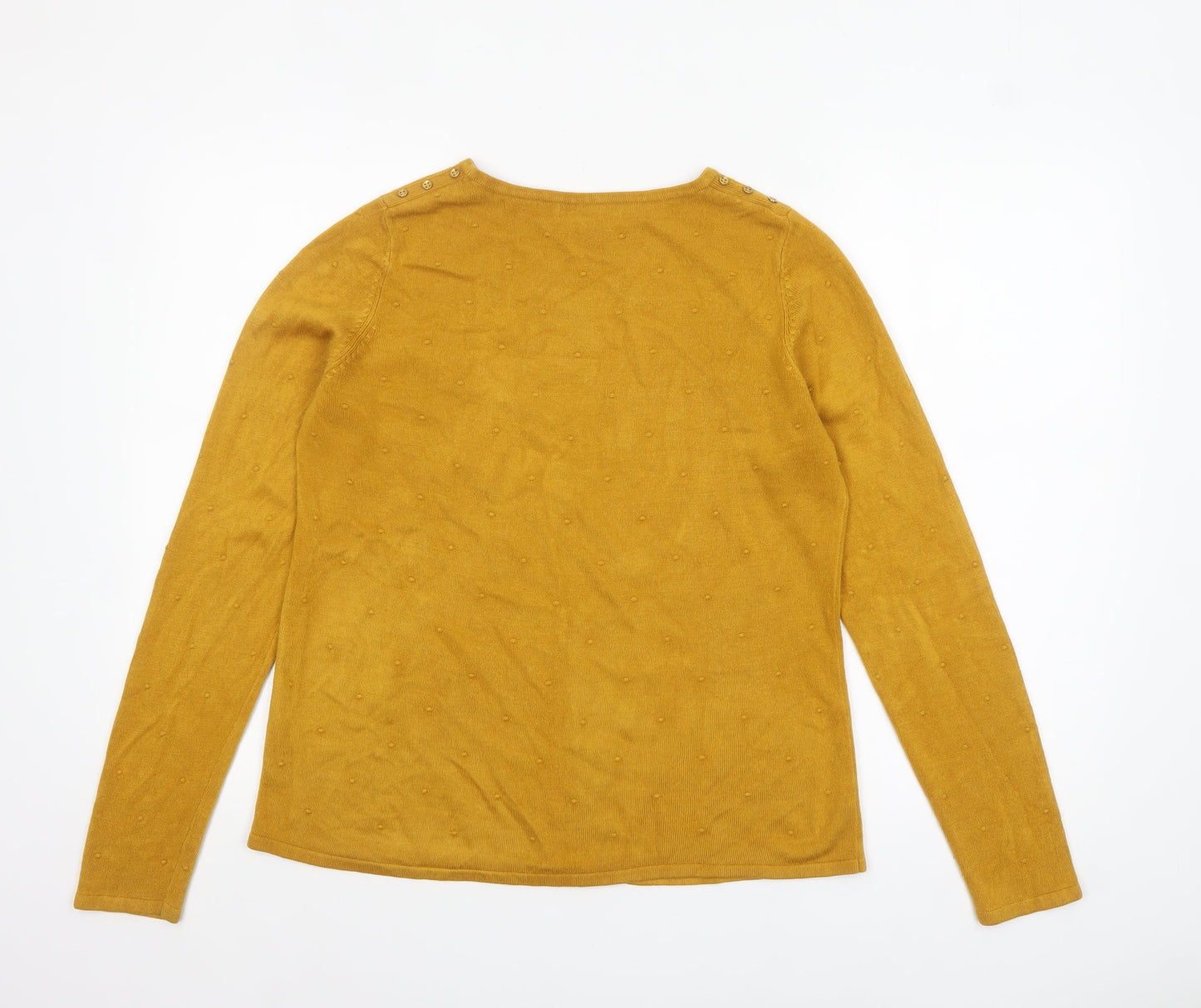 Bonmarché Women Yellow Size 12 Knit Crew Neck Pullover Jumper