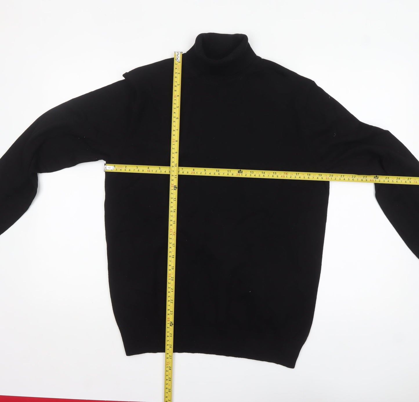Next Mens Black High Neck Cotton Knit Jumper M Regular Fit