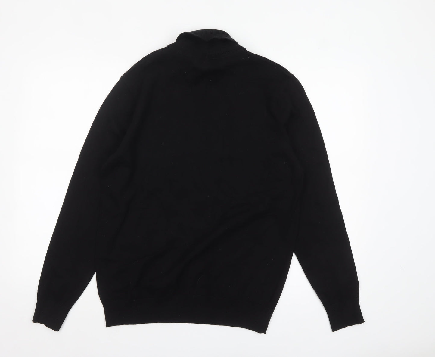 Next Mens Black High Neck Cotton Knit Jumper M Regular Fit