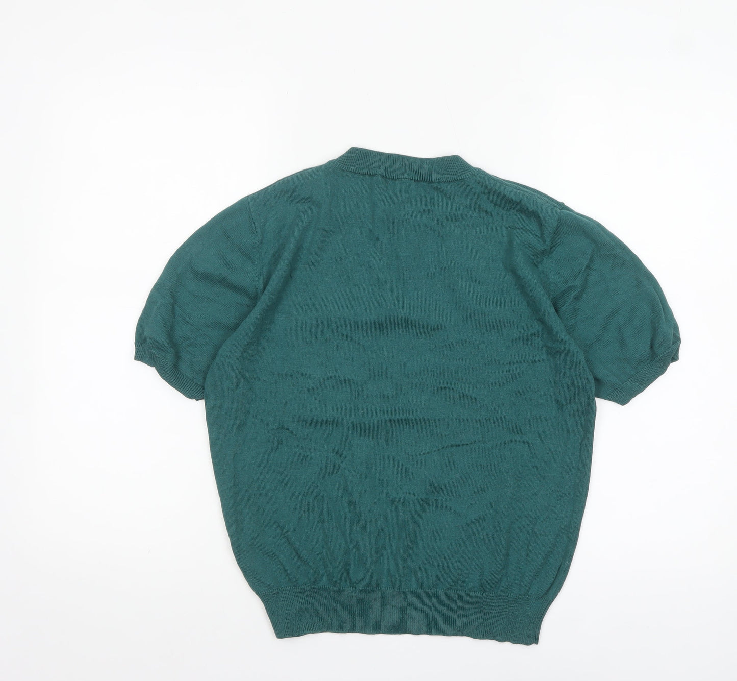 Pop England Women's Green Short Sleeve Crew Neck Cotton Pullover Jumper Size 4