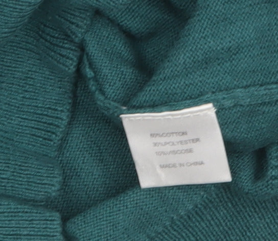 Pop England Women's Green Short Sleeve Crew Neck Cotton Pullover Jumper Size 4
