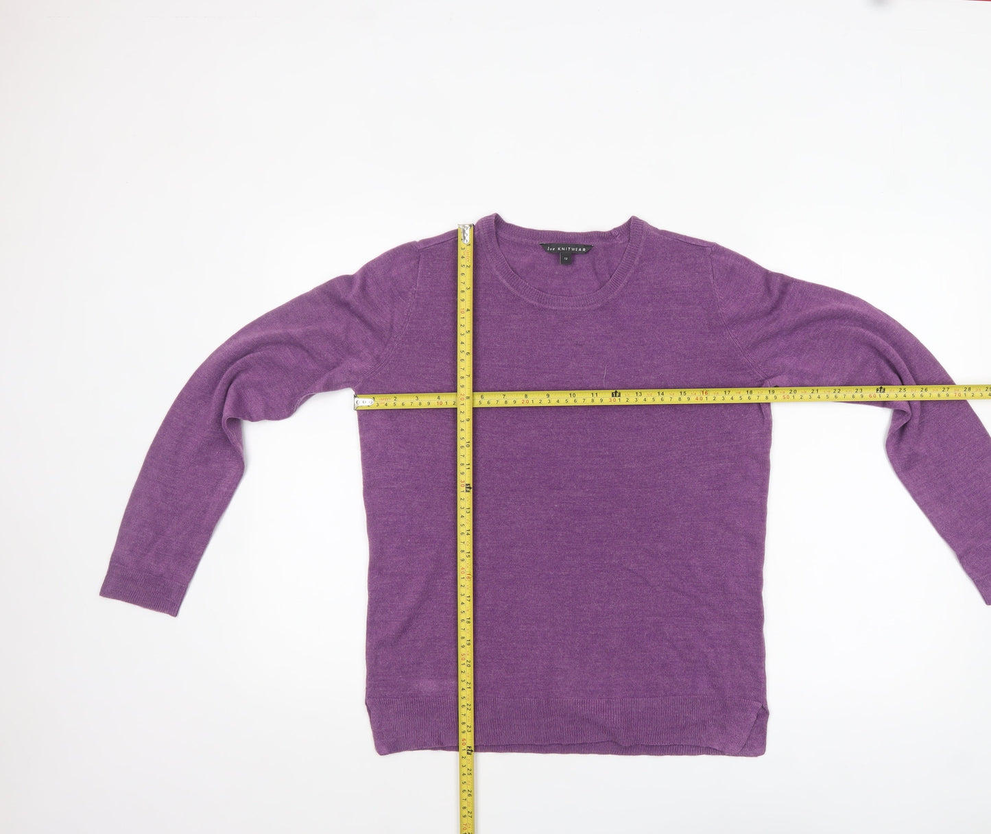 M&Co Women’s Purple Acrylic Crew Neck Long Sleeve Jumper Size 12