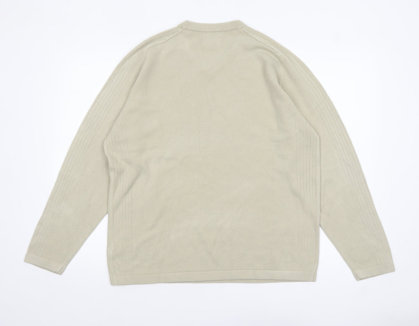 Next Men’s Beige Acrylic V-Neck Jumper Size L Regular Fit