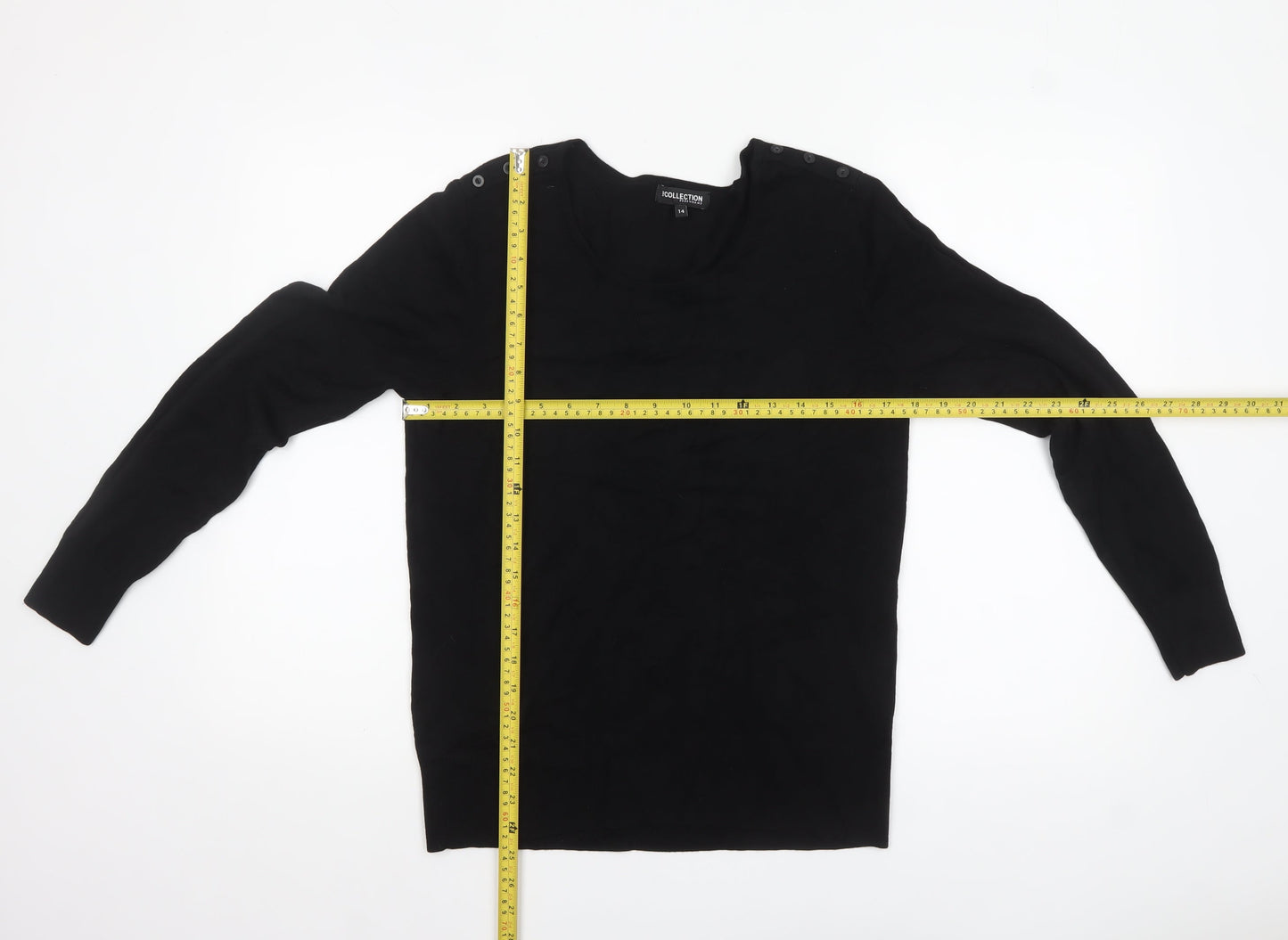 Debenhams Women’s Black Size 14 Button Shoulder Knit Jumper