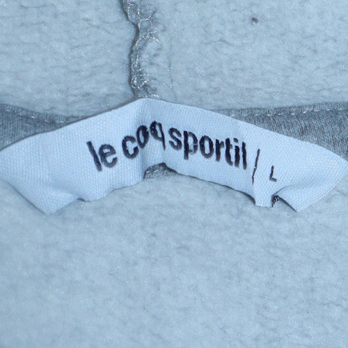 Le Coq Sportif Men's Grey Pullover Hoodie L Classic Logo Cotton Blend