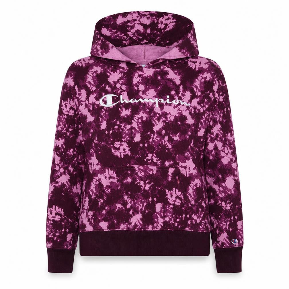 Champion Womens Purple Tie-Dye Hoodie Medium Pullover Logo Fleece
