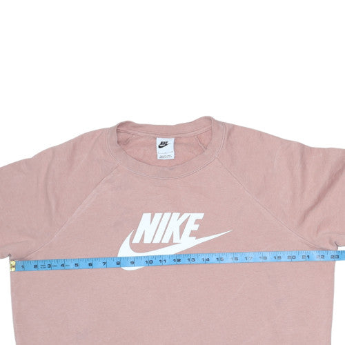 Nike Womens Pink Logo Crew Neck Pullover Sweatshirt L