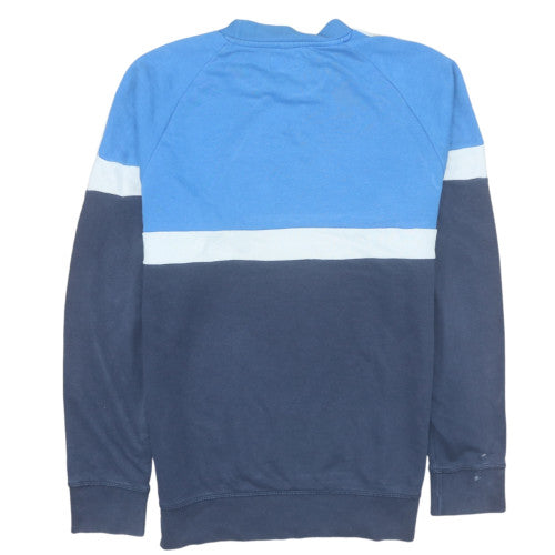 Adidas Men Blue Colour Block Crew Neck Pullover Sweatshirt M