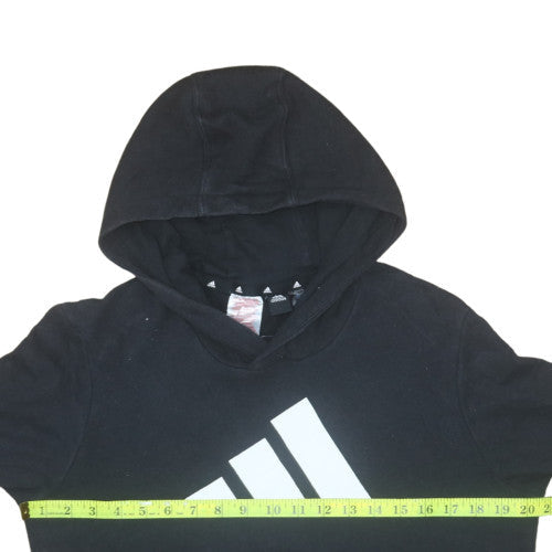 Adidas Boys Black Hoodie Pullover Fleece Size 164 Regular Fit