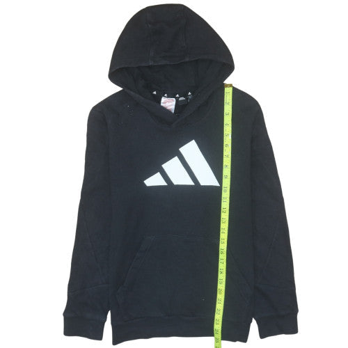 Adidas Boys Black Hoodie Pullover Fleece Size 164 Regular Fit