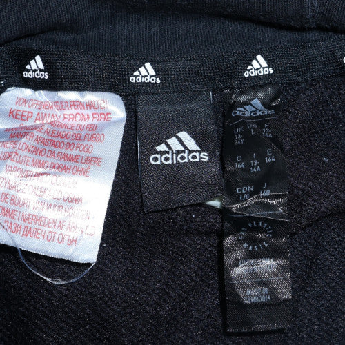 Adidas Boys Black Hoodie Pullover Fleece Size 164 Regular Fit