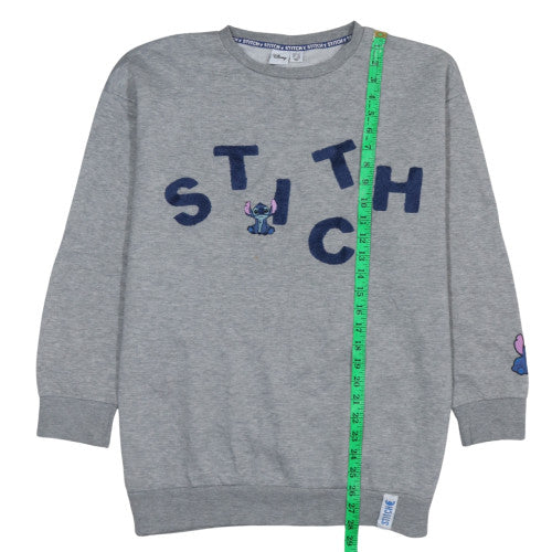 Disney Womens Grey Stitch Sweatshirt L 14/16 Pullover Long Sleeve