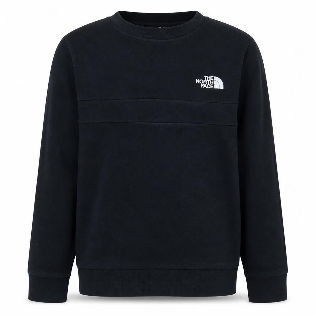 Front view of The North Face boys’ black xl pullover fleece sweatshirt crew neck