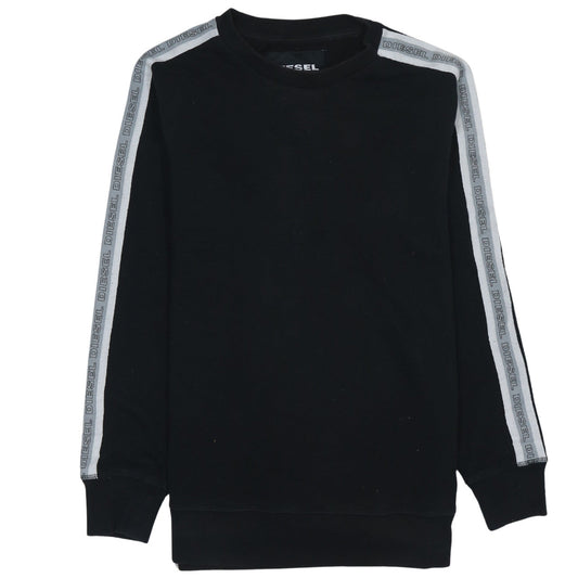 Diesel Men’s Black Crew Neck Logo Tape Sweatshirt Size M