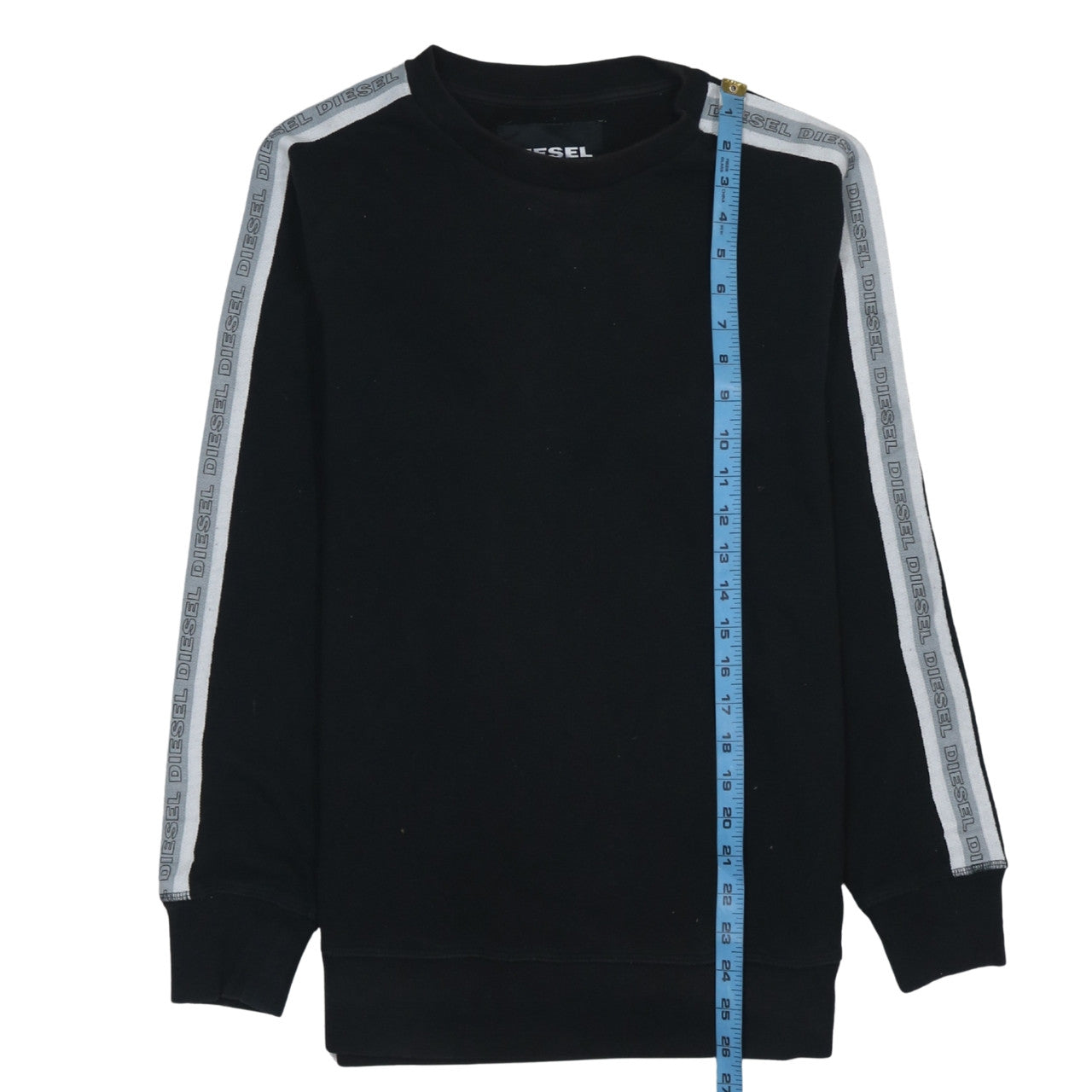 Diesel Men’s Black Crew Neck Logo Tape Sweatshirt Size M