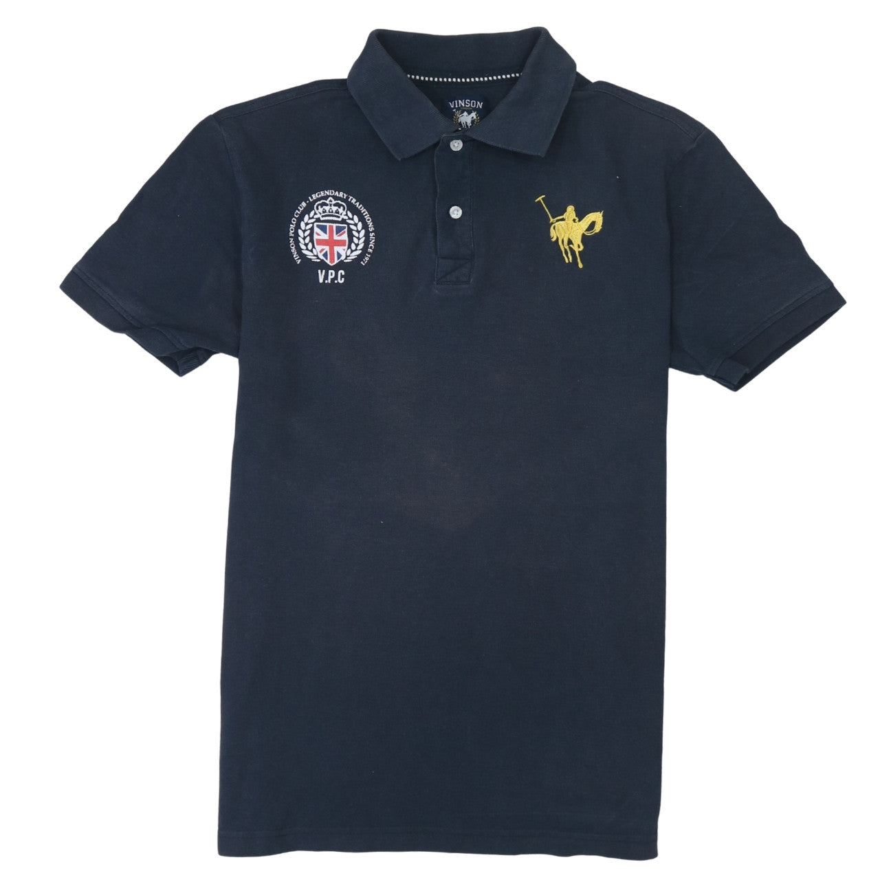 Vinson Polo Club Men's Blue Embroidered Short Sleeve Polo Shirt M