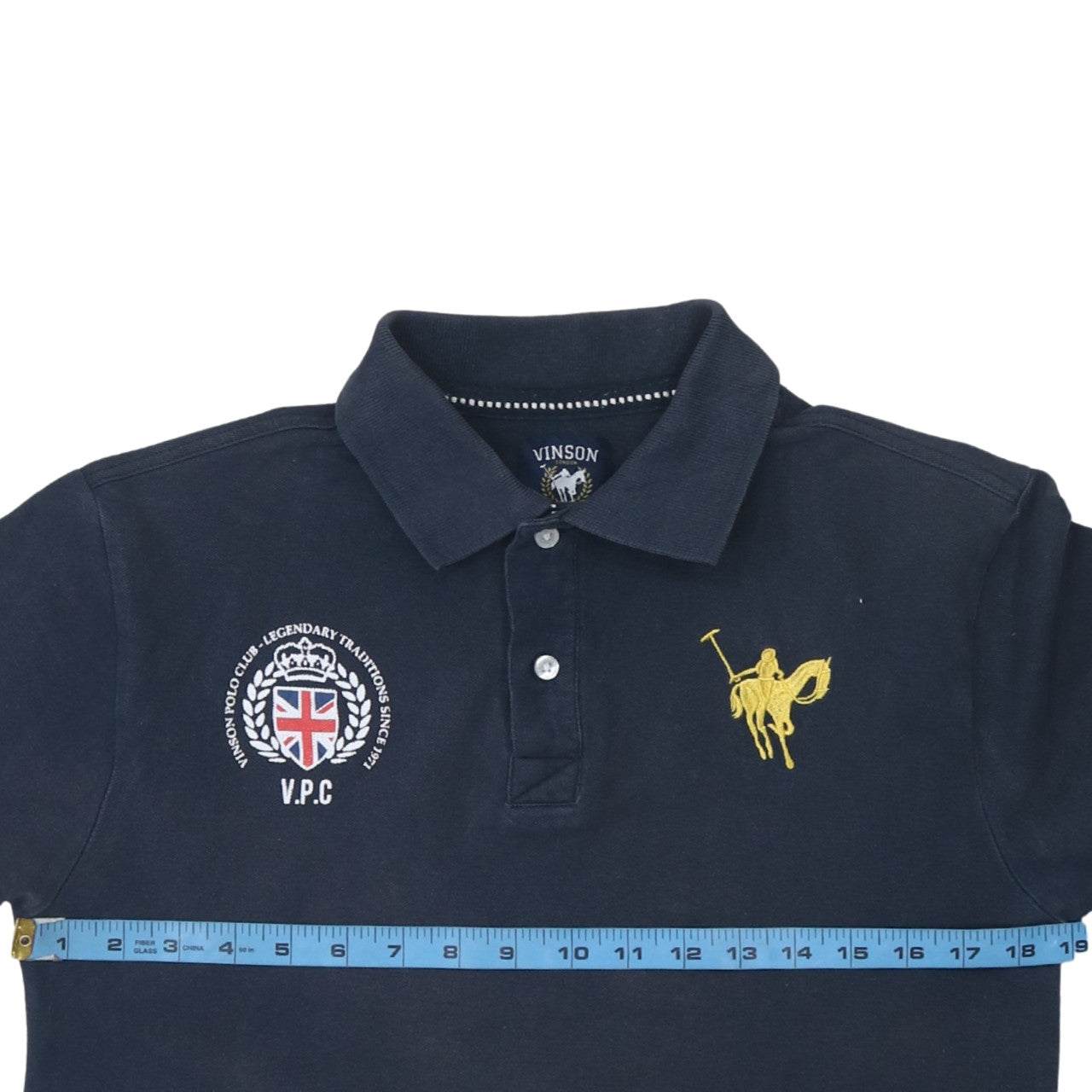 Vinson Polo Club Men's Blue Embroidered Short Sleeve Polo Shirt M