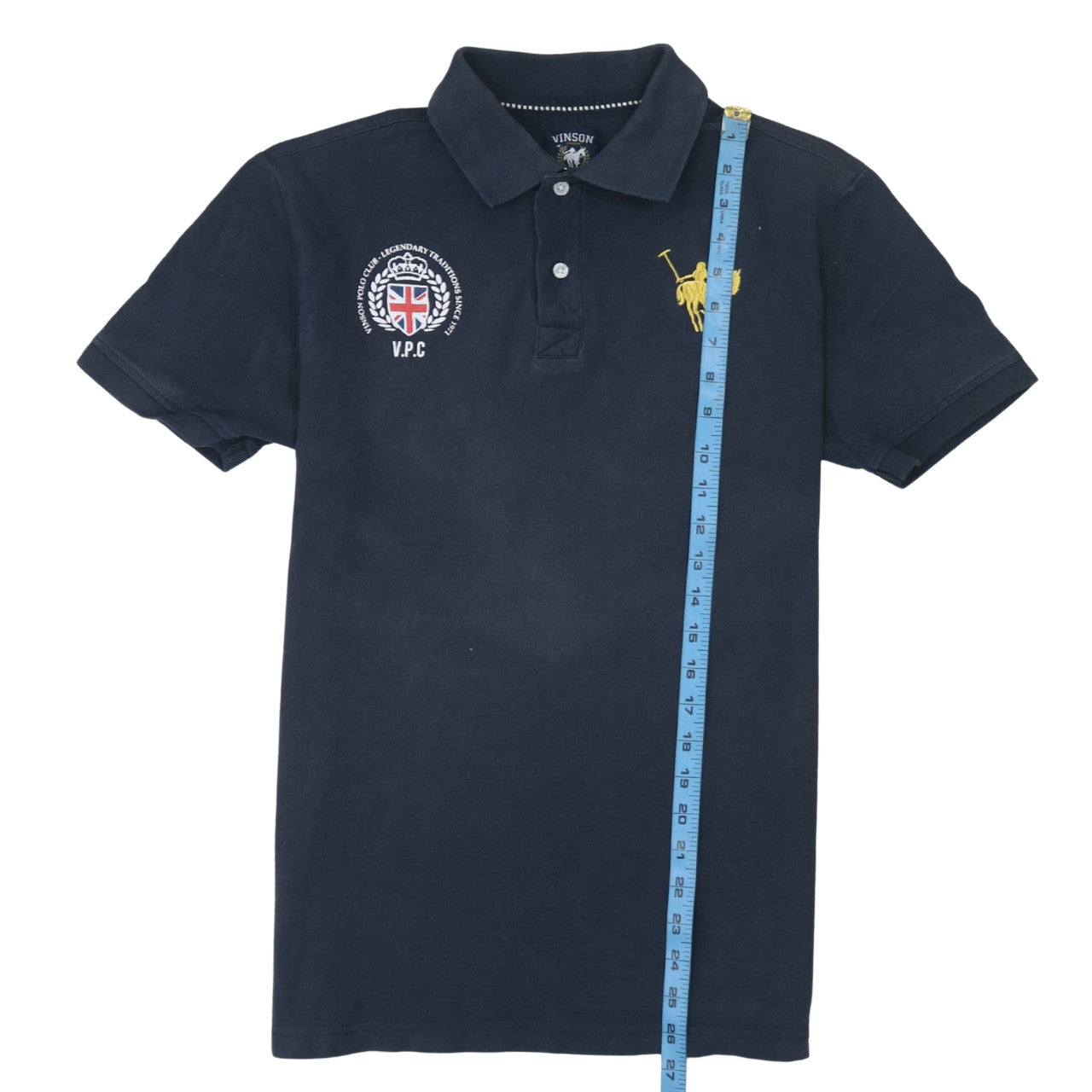 Vinson Polo Club Men's Blue Embroidered Short Sleeve Polo Shirt M