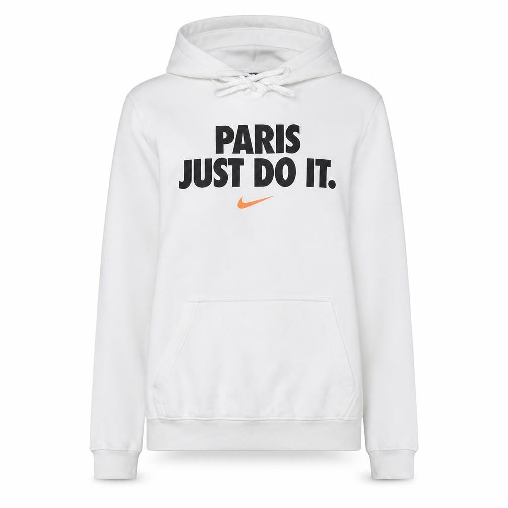 Nike Women White Pullover Hoodie Paris Just Do It S Cotton Blend