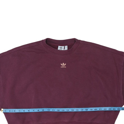 Adidas Women Burgundy Crew Neck Pullover Sweatshirt Size 10