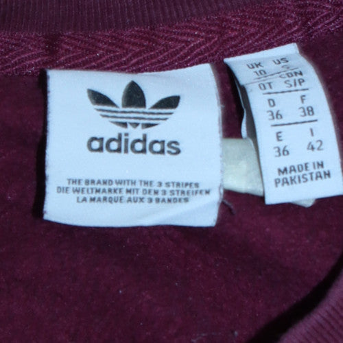 Adidas Women Burgundy Crew Neck Pullover Sweatshirt Size 10