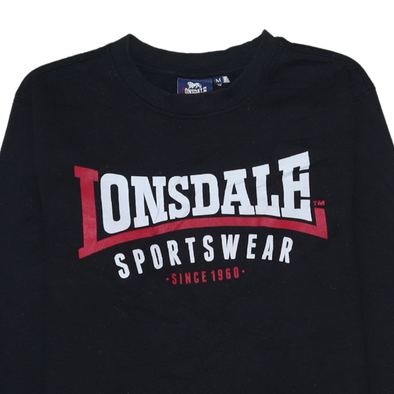 Lonsdale Men's Black Logo Pullover Sweatshirt Size M