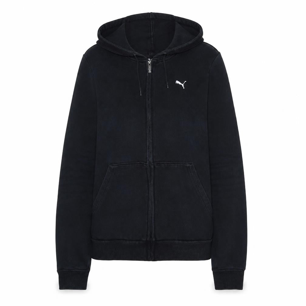 Front view of Puma Women Black M Full Zip Hoodie Hooded Sweatshirt Casual