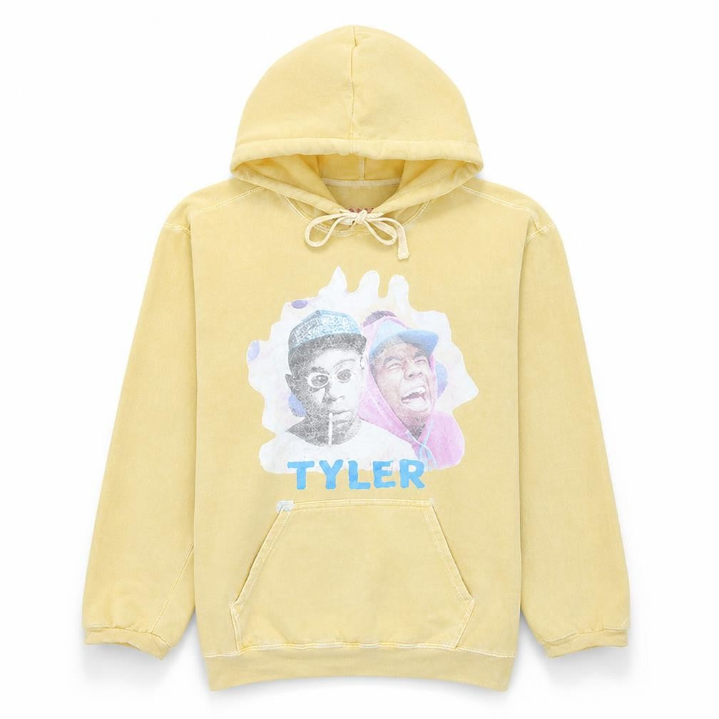 Savage Men Beige Graphic Pullover Hoodie Size M Music Theme
