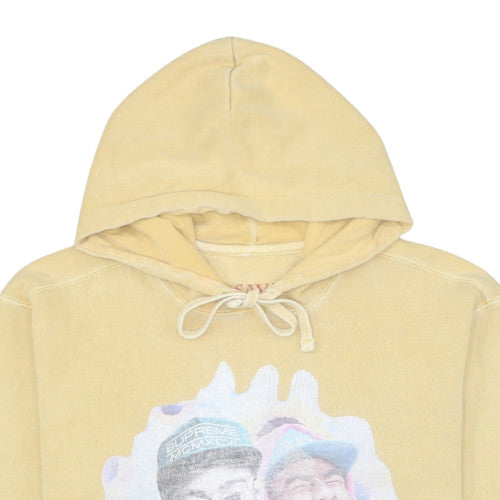 Savage Men Beige Graphic Pullover Hoodie Size M Music Theme
