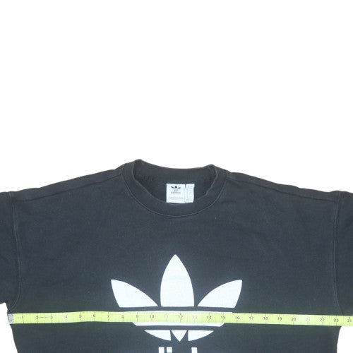 Adidas Women Black Crew Neck Long Sleeve Logo Sweatshirt UK 12