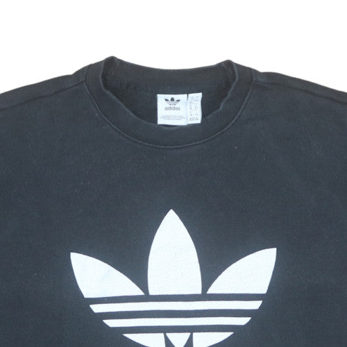 Adidas Women Black Crew Neck Long Sleeve Logo Sweatshirt UK 12