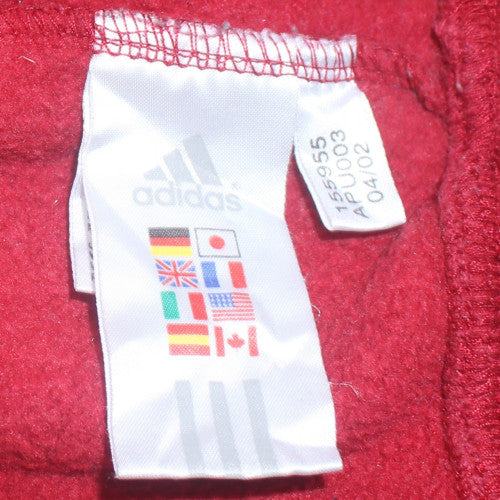 Adidas Men's Red Pullover Hoodie L Sports Fleece Sweatshirt