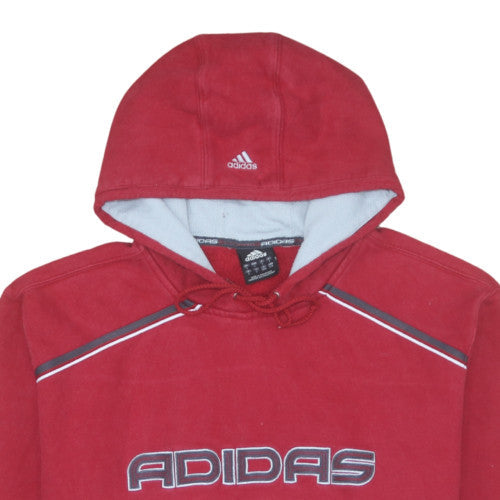 Adidas Men's Red Pullover Hoodie L Sports Fleece Sweatshirt