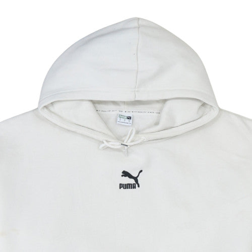 Puma Women's White Pullover Hoodie Medium Cotton Fleece Casual
