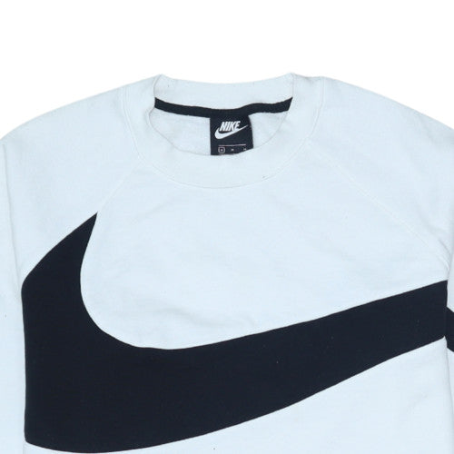 Nike Women's White Black Crew Neck Pullover Sweatshirt M