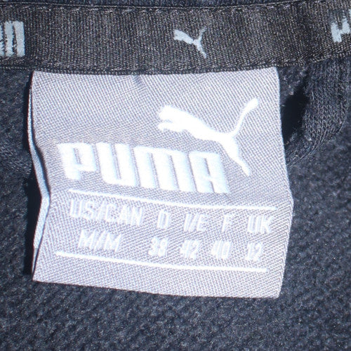 Puma Womens Black Full Zip Hoodie Size 12 Cotton Blend Sweatshirt